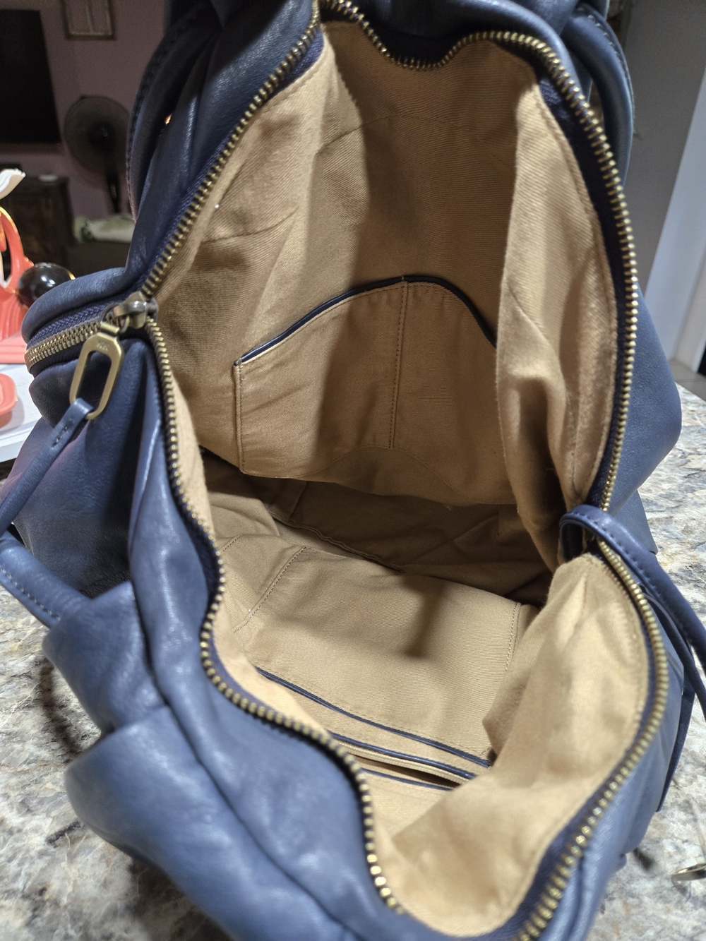 HOBO Navy Leather Hobo with Gold Hardware Accents - Picture 4 of 4